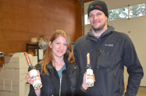 Rebekah Crowley and Rob Rindt in their Langley, BC vodka distillery and tasting room.